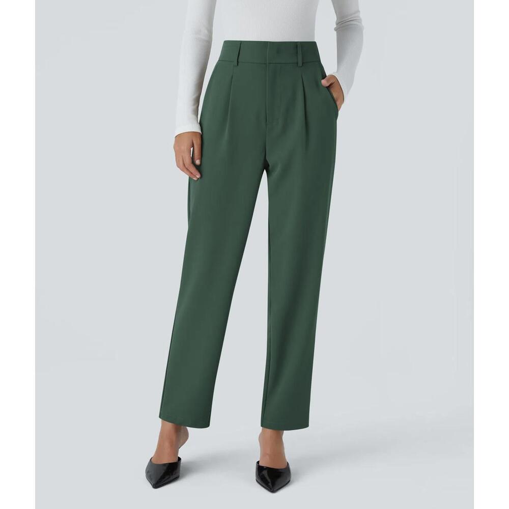 HALARA Dark Green High-Waist Tailored Trousers